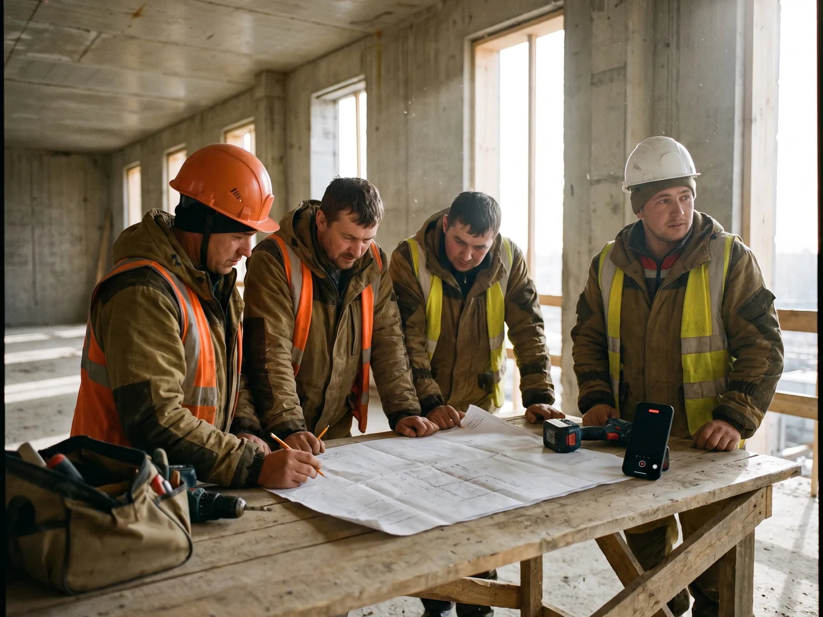Jour fixe der Projektbeteiligten auf der Baustelle